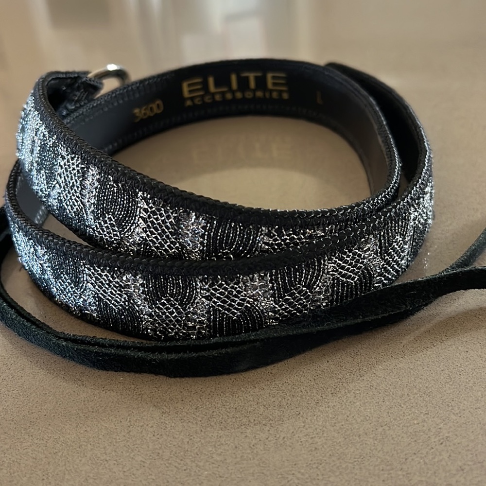 ❌sold at live❌Black and silver metallic tie belt from Elite - Picture 8 of 12